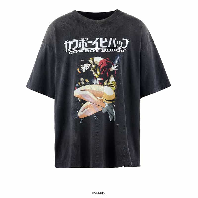 SAINT MXXXXXX ヴィンテージ加工プリントTシャツ BLACK