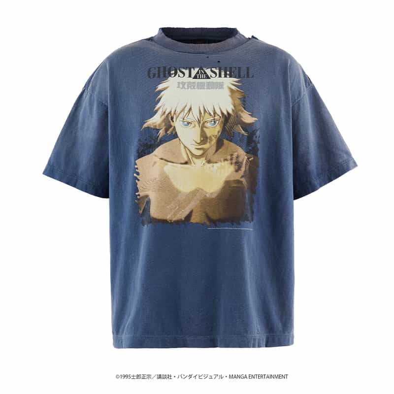 SAINT MXXXXXX SAINT MXXXXXX＜セント マイケル＞ヴィンテージ加工プリントTシャツ NAVY