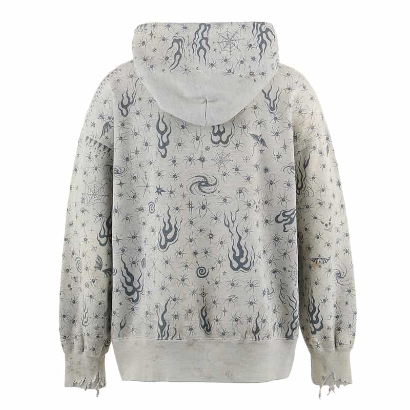 SAINT MXXXXXX SAINT MXXXXXX＜セント マイケル＞ヴィンテージ加工スウェットフーディ GRAY