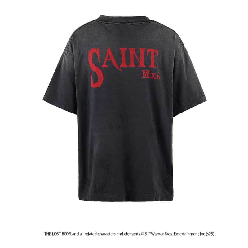 SAINT MXXXXXX SAINT MXXXXXX＜セント マイケル＞ヴィンテージ加工プリントTシャツ BLACK
