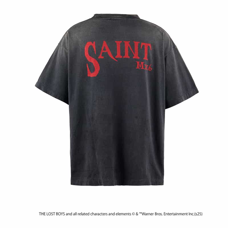 SAINT MXXXXXX SAINT MXXXXXX＜セント マイケル＞ヴィンテージ加工プリントTシャツ BLACK