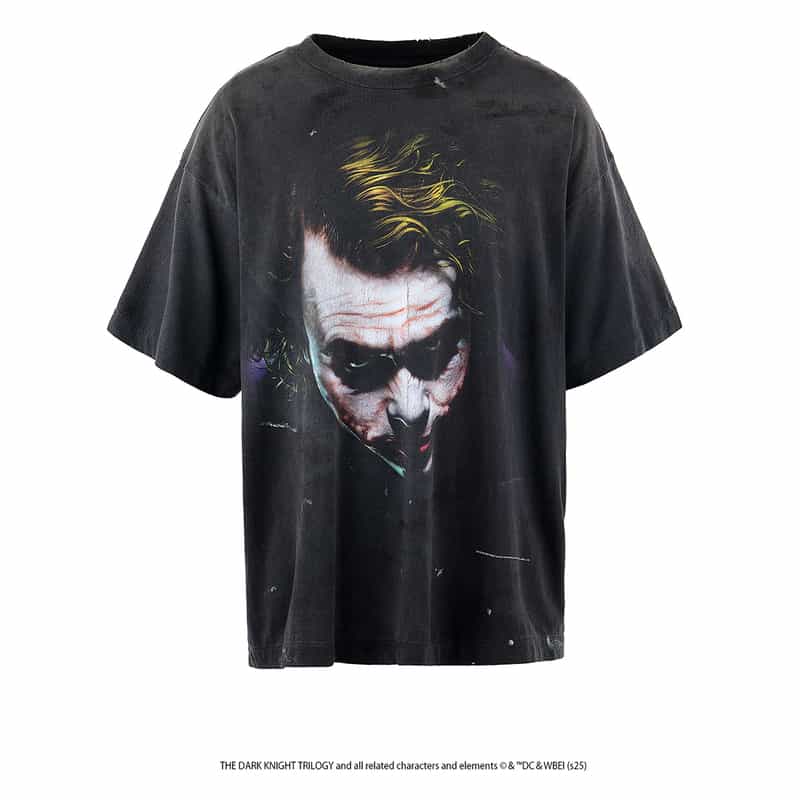 SAINT MXXXXXX ヴィンテージ加工プリントTシャツ BLACK