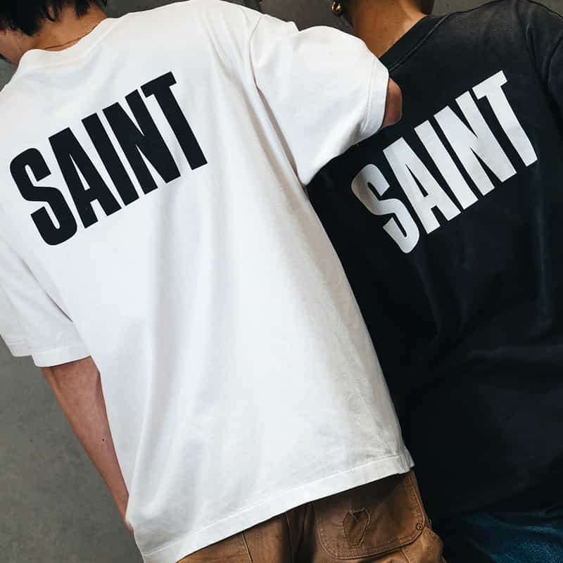 SAINT MXXXXXX SAINT MXXXXXX＜セント マイケル＞ヴィンテージ加工プリントTシャツ WHITE