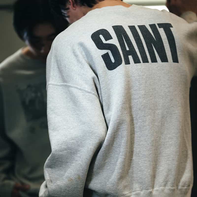 SAINT MXXXXXX SAINT MXXXXXX＜セント マイケル＞ヴィンテージ加工スウェットプルオーバー GRAY