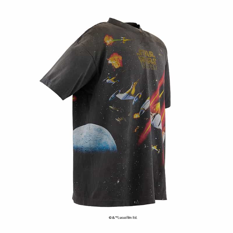 SAINT MXXXXXX SAINT MXXXXXX＜セント マイケル＞ヴィンテージ加工プリントTシャツ BLACK