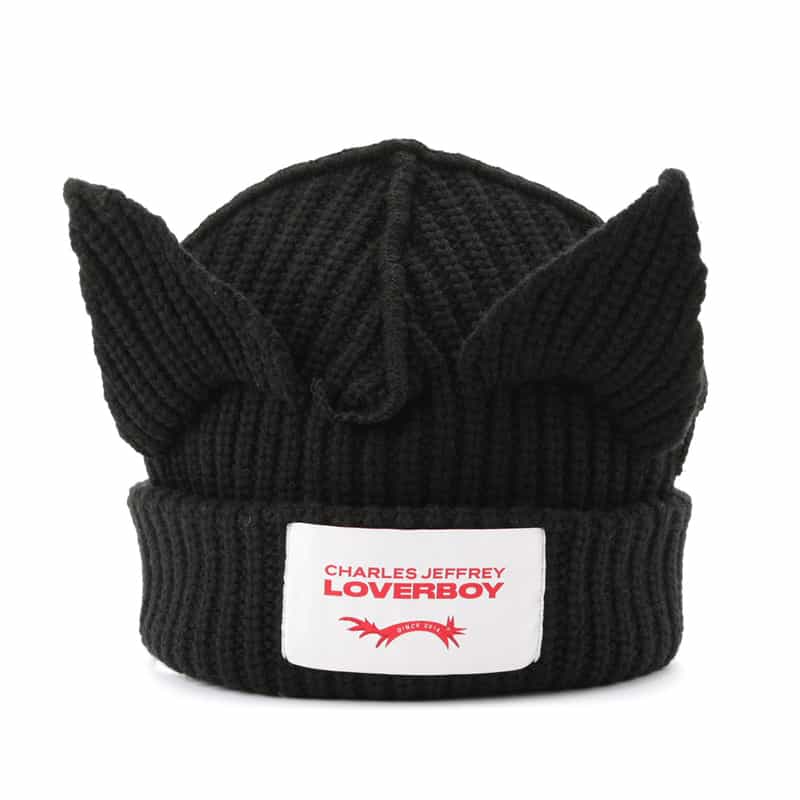 CHARLES JEFFREY LOVERBOY 耳付きニットキャップ "CHUNKY EARS" BLACK