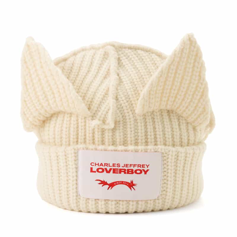 CHARLES JEFFREY LOVERBOY 耳付きニットキャップ "CHUNKY EARS" WHITE