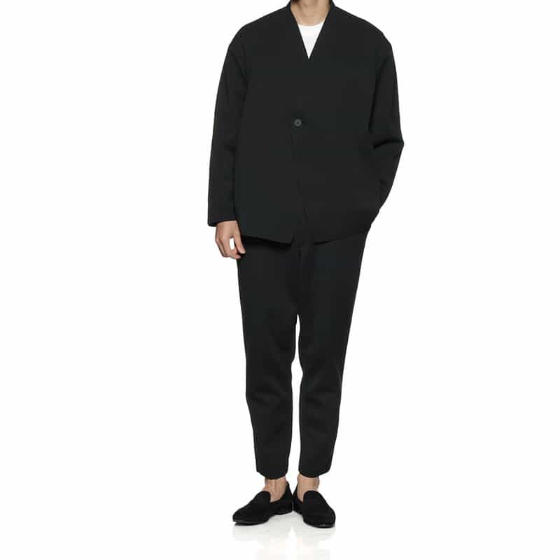 CFCL ダブルブレステッド ノーカラーニットジャケット BLACK