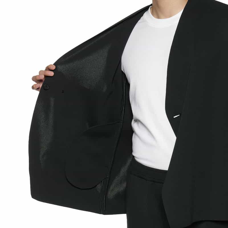 CFCL ダブルブレステッド ノーカラーニットジャケット BLACK