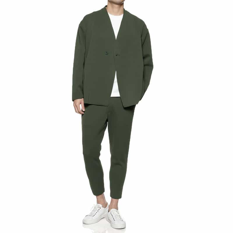 CFCL バーニーズ　ニューヨーク限定ノーカラーニットジャケット OLIVE