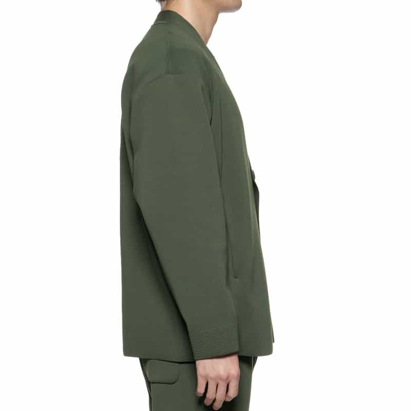 CFCL バーニーズ　ニューヨーク限定ノーカラーニットジャケット OLIVE