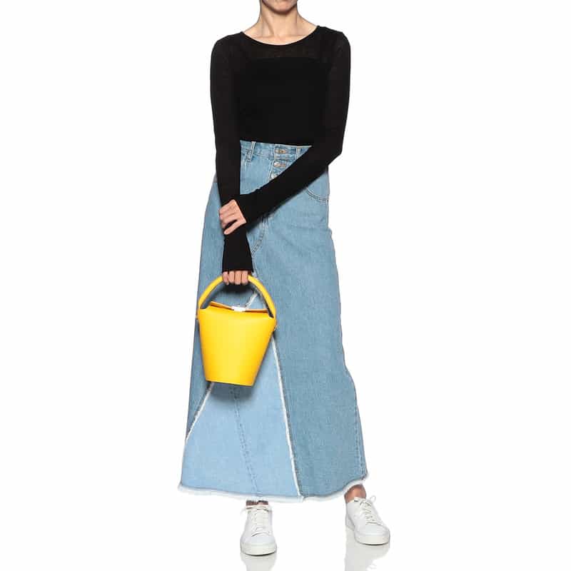 BARNEYS NEW YORK レザー バケット バッグ YELLOW