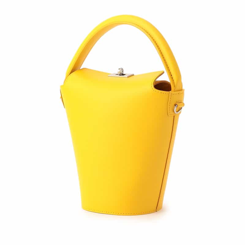 BARNEYS NEW YORK レザー バケット バッグ YELLOW