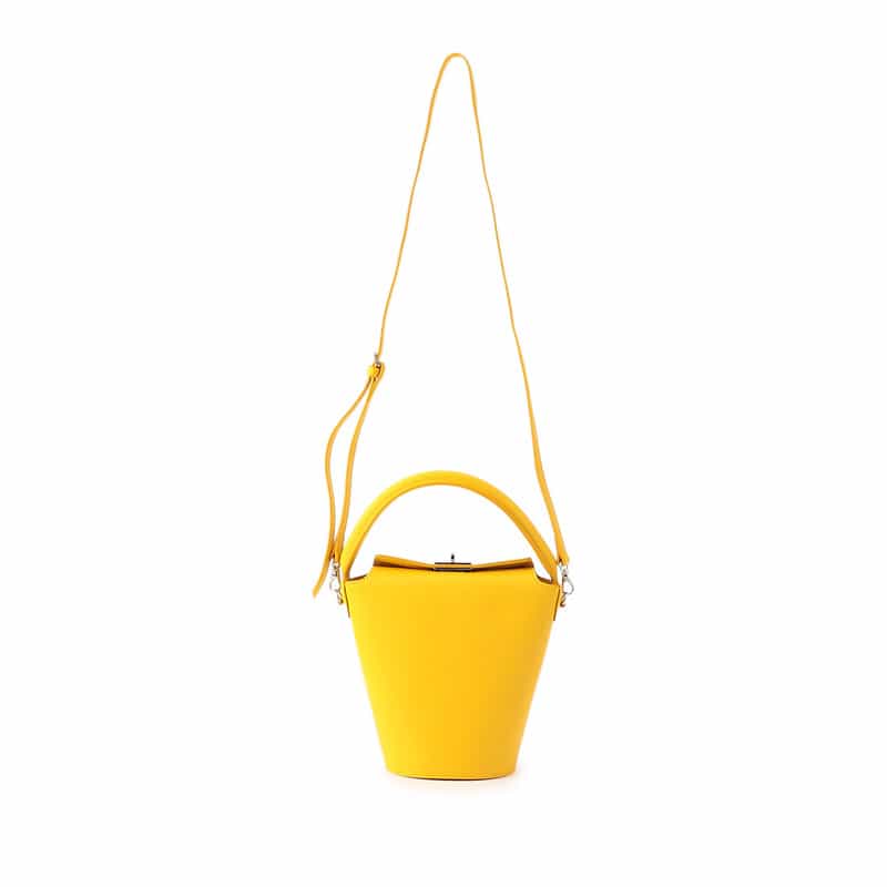 BARNEYS NEW YORK レザー バケット バッグ YELLOW