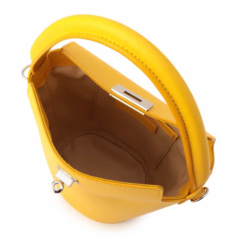 BARNEYS NEW YORK レザー バケット バッグ YELLOW