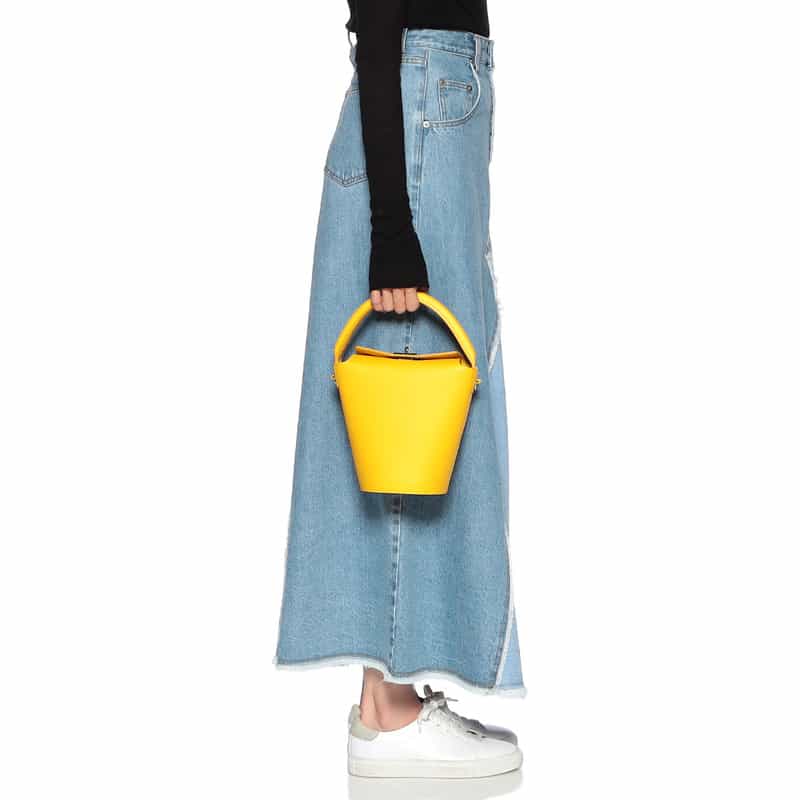 BARNEYS NEW YORK レザー バケット バッグ YELLOW