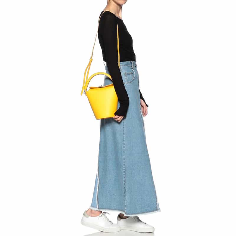 BARNEYS NEW YORK レザー バケット バッグ YELLOW
