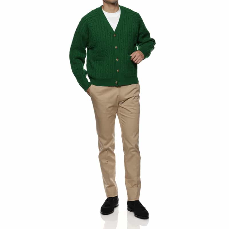 BARNEYS NEW YORK ケーブルニットカーディガン GREEN