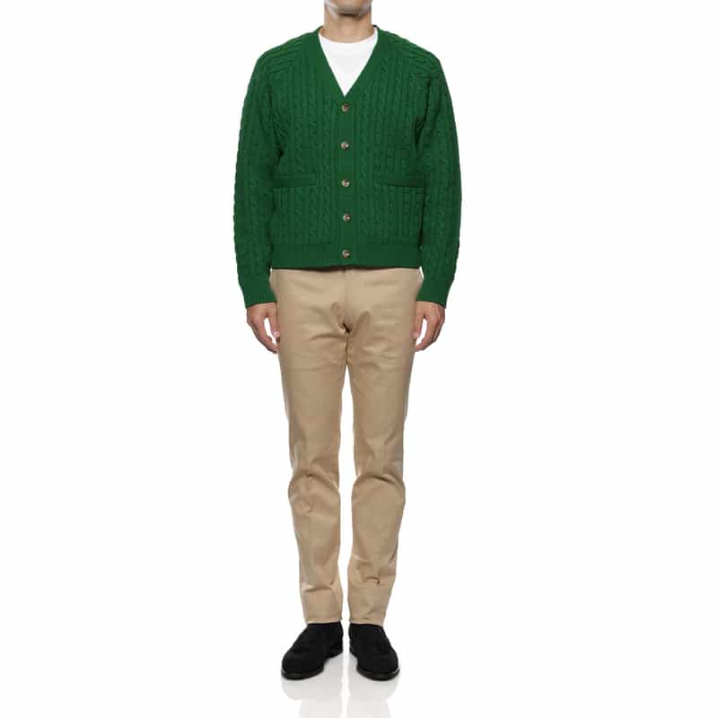 BARNEYS NEW YORK ケーブルニットカーディガン GREEN