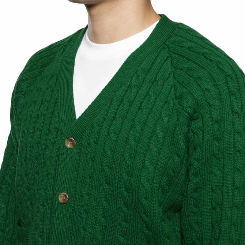 BARNEYS NEW YORK ケーブルニットカーディガン GREEN