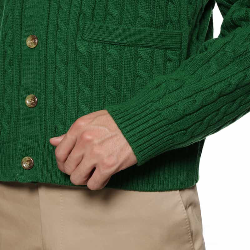 BARNEYS NEW YORK ケーブルニットカーディガン GREEN