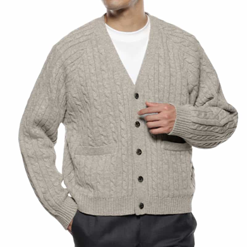 BARNEYS NEW YORK ケーブルニットカーディガン LIGHT GRAY