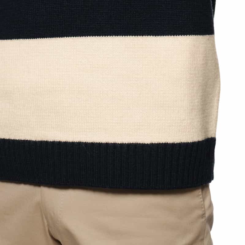 BARNEYS NEW YORK ボーダー柄ポロニットプルオーバー NAVY