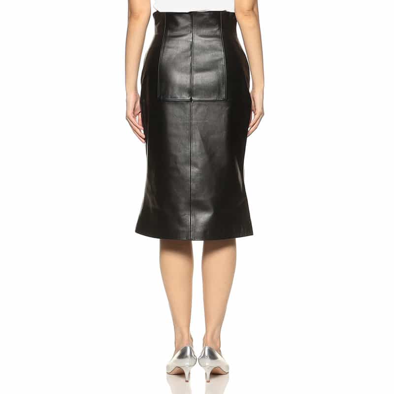 BARNEYS NEW YORK ハイウエスト レザー タイトスカート BLACK