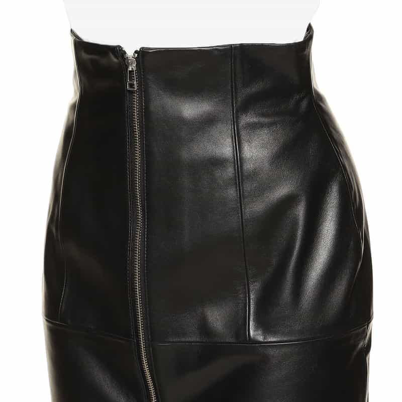 BARNEYS NEW YORK ハイウエスト レザー タイトスカート BLACK