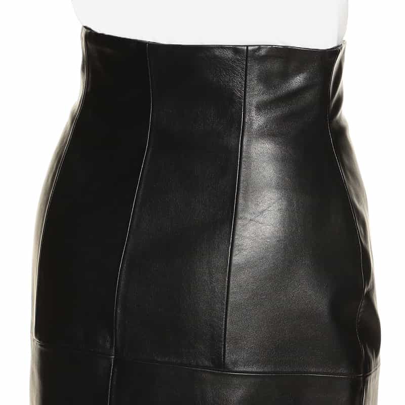BARNEYS NEW YORK ハイウエスト レザー タイトスカート BLACK