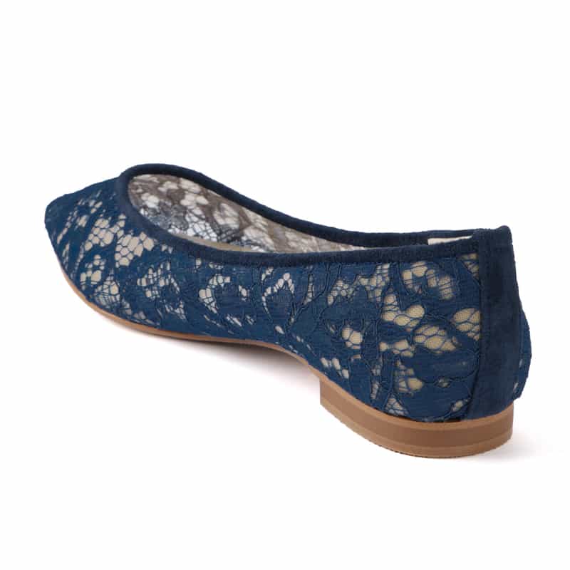 BARNEYS NEW YORK レース素材 フラットパンプス BLUE