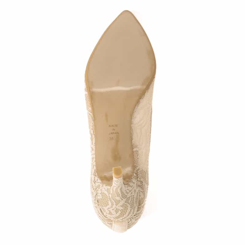 BARNEYS NEW YORK レース素材 ポインテッドトゥパンプス BEIGE