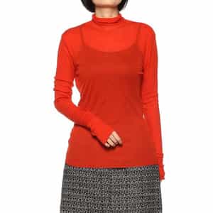 タートルネック ロングスリーブ シアーニットプルオーバー