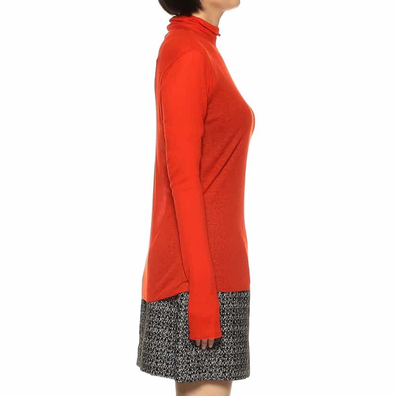 BARNEYS NEW YORK タートルネック ロングスリーブ シアーニットプルオーバー RED