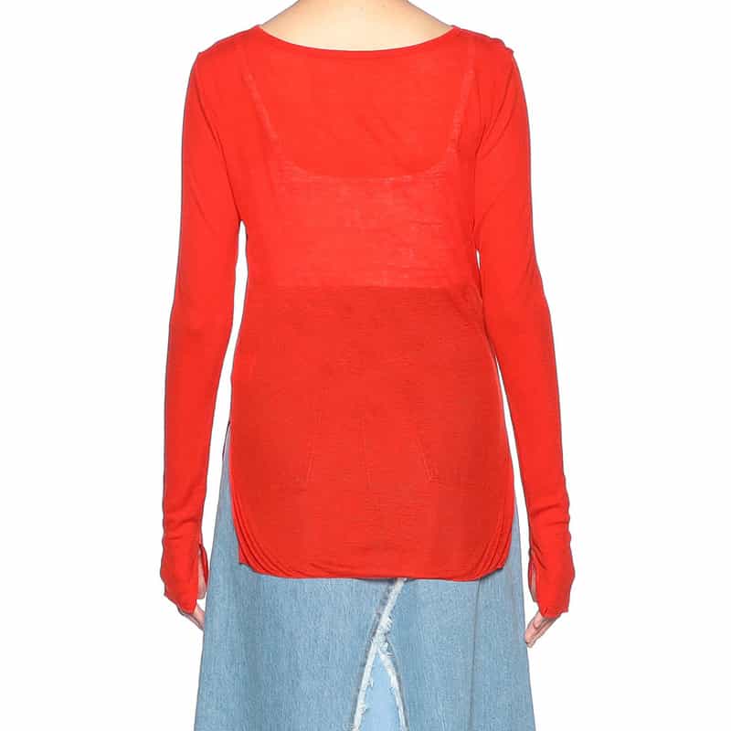 BARNEYS NEW YORK クルーネック シアーニットプルオーバー RED