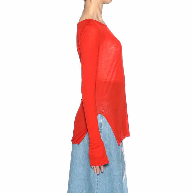 BARNEYS NEW YORK クルーネック シアーニットプルオーバー RED