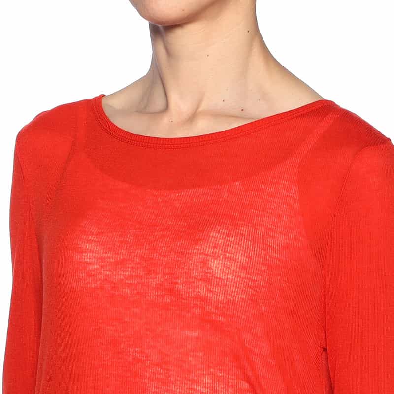 BARNEYS NEW YORK クルーネック シアーニットプルオーバー RED