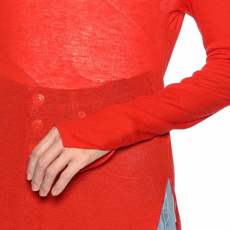 BARNEYS NEW YORK クルーネック シアーニットプルオーバー RED