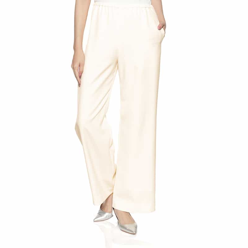 BARNEYS NEW YORK ウォッシャブル ドローストリングワイドパンツ OFF WHITE