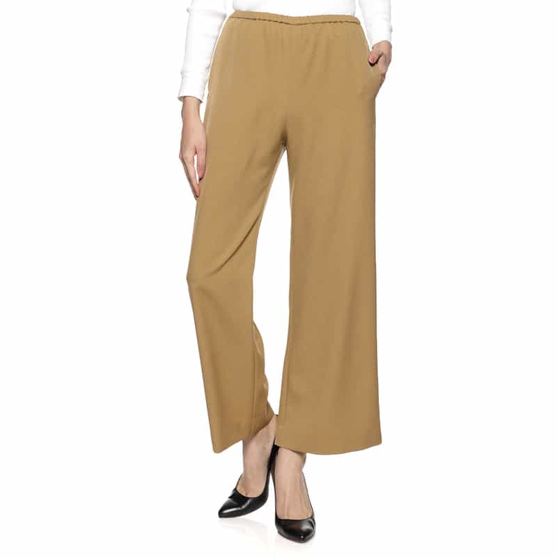 BARNEYS NEW YORK ウォッシャブル ドローストリングワイドパンツ CAMEL