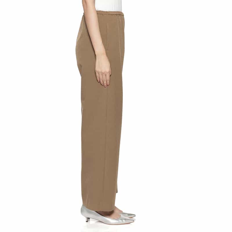 BARNEYS NEW YORK ウォッシャブル ドローストリングワイドパンツ LIGHT BROWN