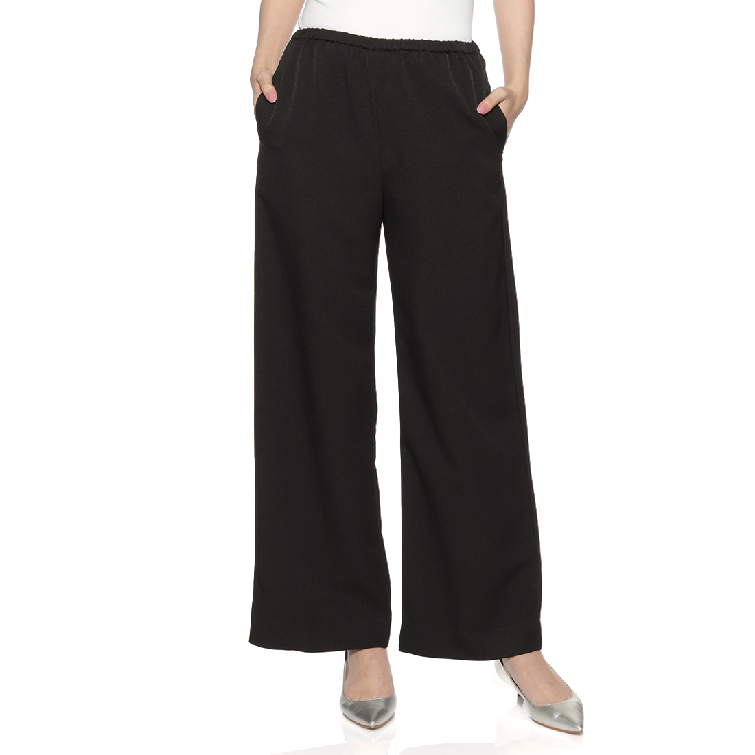 ウォッシャブル ドローストリングワイドパンツ