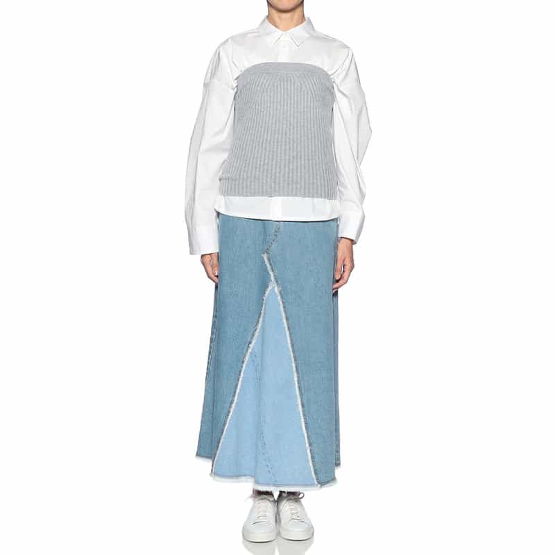 BARNEYS NEW YORK リブニット ベアトップ GRAY