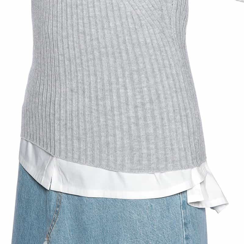 BARNEYS NEW YORK リブニット ベアトップ GRAY