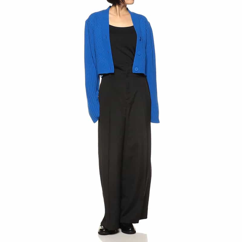 BARNEYS NEW YORK Vネック クロップド リブニットカーディガン BLUE