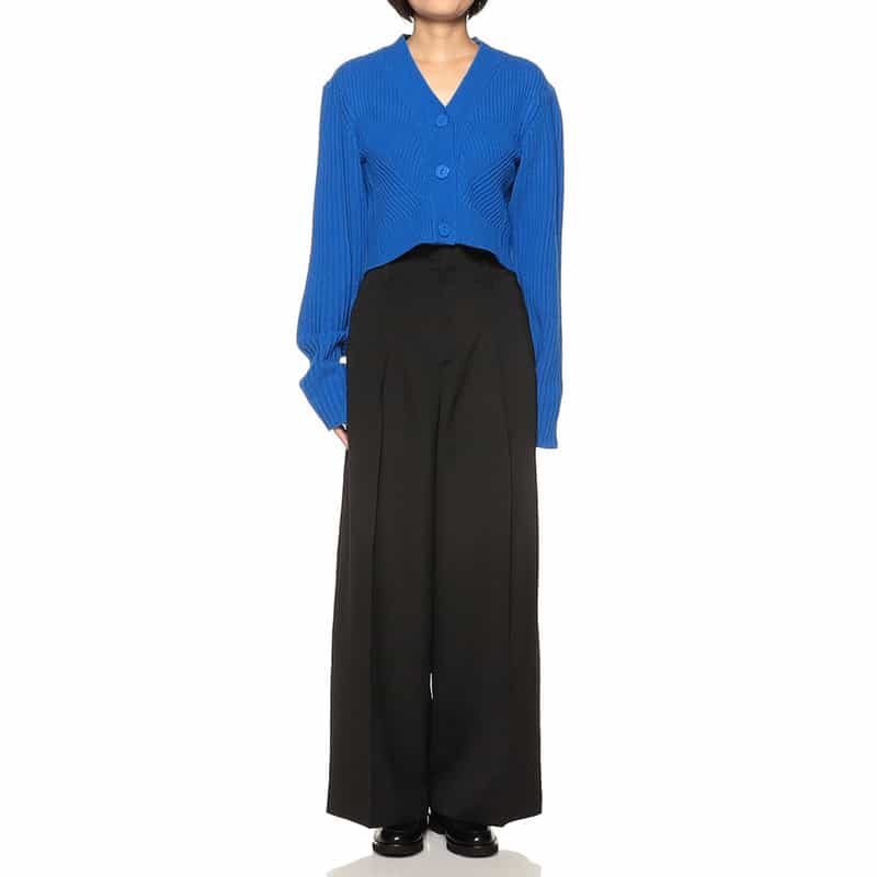 BARNEYS NEW YORK Vネック クロップド リブニットカーディガン BLUE