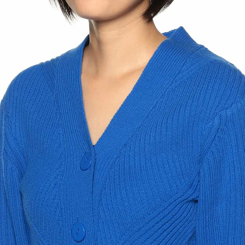 BARNEYS NEW YORK Vネック クロップド リブニットカーディガン BLUE