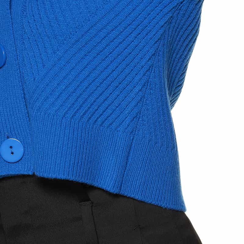 BARNEYS NEW YORK Vネック クロップド リブニットカーディガン BLUE