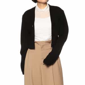 Vネック クロップド リブニットカーディガン