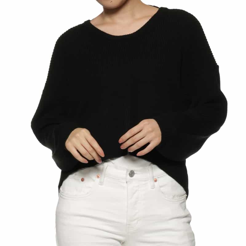 BARNEYS NEW YORK バックオープン ニットプルオーバー BLACK